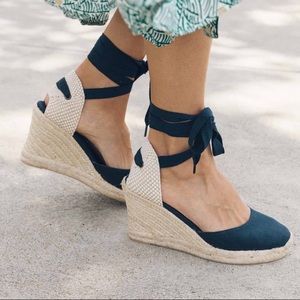 Soludos Classic 3.5” Espadrille Wedges (Black)